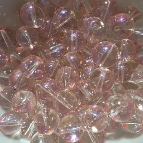10mm Glass Beads – Clear Pink With Galaxy