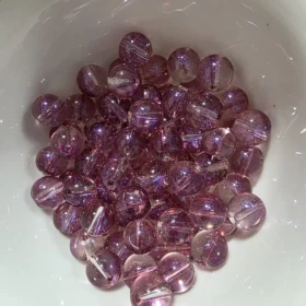 10mm Glass Beads – Clear Pink With Galaxy