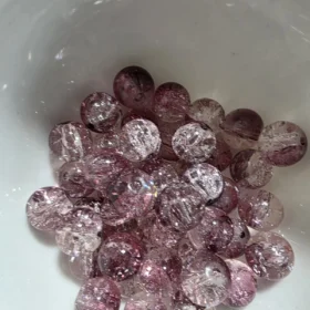 10mm Glass Beads – Crackle Berry Pink