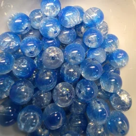 10mm Glass Beads – Mermaid Crackle Blue