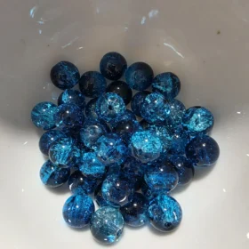 10mm Glass Beads – Crackle Dark Blue