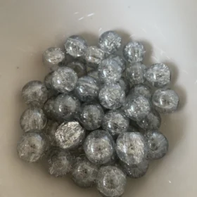 10mm Glass Beads – Crackle Grey Ab