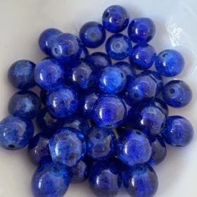 10mm Glass Beads – Crackle Klein Blue