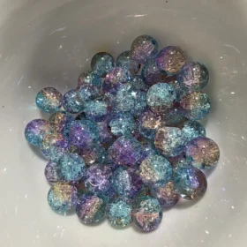 10mm Glass Beads – Multi Tone Mermaid Crackle Blue Yellow Purple