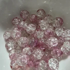 10mm Glass Beads – Crackle Pink