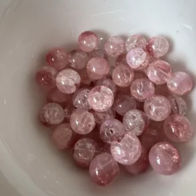10mm Glass Beads – Crackle Pink