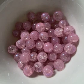 10mm Glass Beads – Crackle Pink