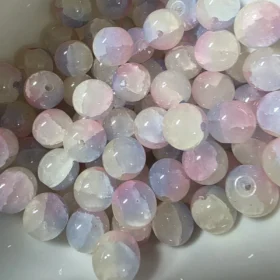 10mm Glass Beads – Crackle Pink Yellow Blue