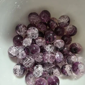 10mm Glass Beads – Crackle Purple