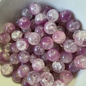 10mm Glass Beads – Crackle Purple