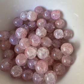 10mm Glass Beads – Crackle Purple Pink
