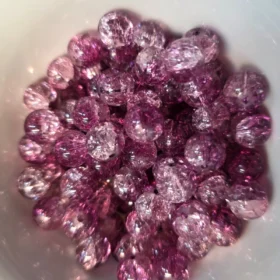 10mm Glass Beads – Multi Tone Crackle Dark Pink