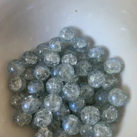 10mm Glass Beads – Crackle Silver