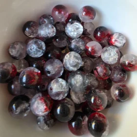 10mm Glass Beads –Multi Tone Frosted Black Red