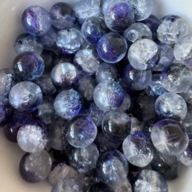 10mm Glass Beads – Multi Tone Frosted Blue Purple