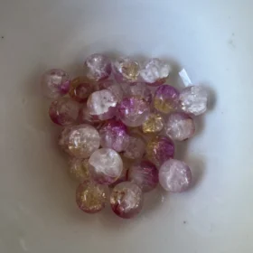 10mm Glass Beads – Multi Tone Frosted Pink Yellow