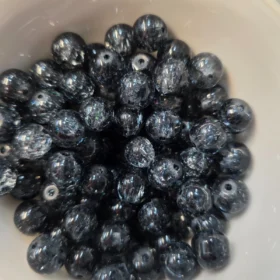 10mm Glass Beads – Crackle Dark Grey