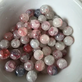 10mm Glass Beads – Multi Tone Crackle Black Red Black Mix