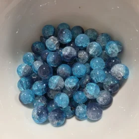 10mm Glass Beads – Multi Tone Crackle Blue