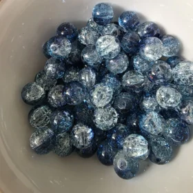 10mm Glass Beads – Multi Tone Crackle Blue