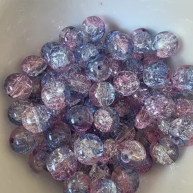 10mm Glass Beads – Multi Tone Crackle Blue Pink