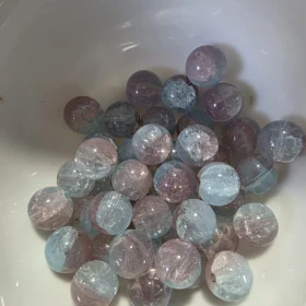 10mm Glass Beads – Multi Tone Crackle Blue Purple