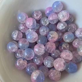 10mm Glass Beads – Multi Tone Crackle Blue Yellow Pink