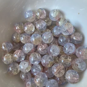 10mm Glass Beads – Multi Tone Crackle Blue Yellow Pink