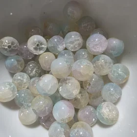 10mm Glass Beads – Multi Tone Crackle Blue Yellow Purple