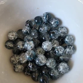 10mm Glass Beads – Multi Tone Crackle Dark Blue