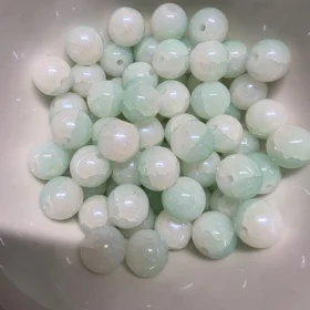10mm Glass Beads – Multi Tone Crackle Green