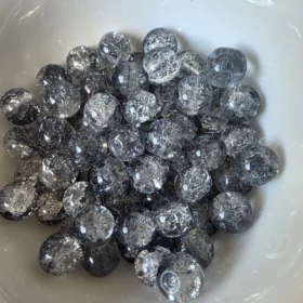 10mm Glass Beads – Multi Tone Crackle Grey
