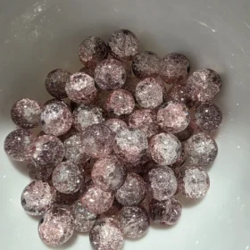 10mm Glass Beads – Multi Tone Crackle Grey Pink