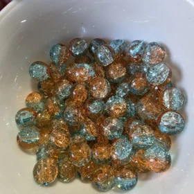10mm Glass Beads – Multi Tone Crackle Orange Blue