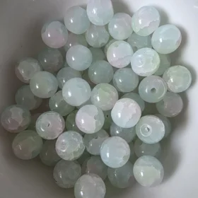 10mm Glass Beads – Multi Tone Crackle Pink Green