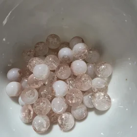 10mm Glass Beads – Multi Tone Crackle Pink White