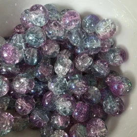 10mm Glass Beads – Multi Tone Crackle Purple Blue