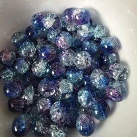 10mm Glass Beads – Multi Tone Crackle Purple Blue