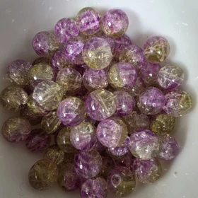 10mm Glass Beads – Multi Tone Crackle Purple Green