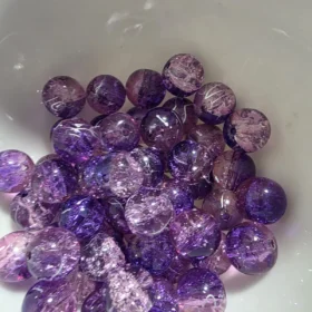 10mm Glass Beads – Multi Tone Crackle Purple Pink