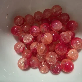 10mm Glass Beads – Multi Tone Crackle Red Orange