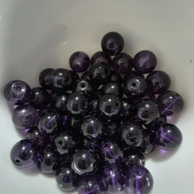 10mm Glass Beads – Clear Dark Purple